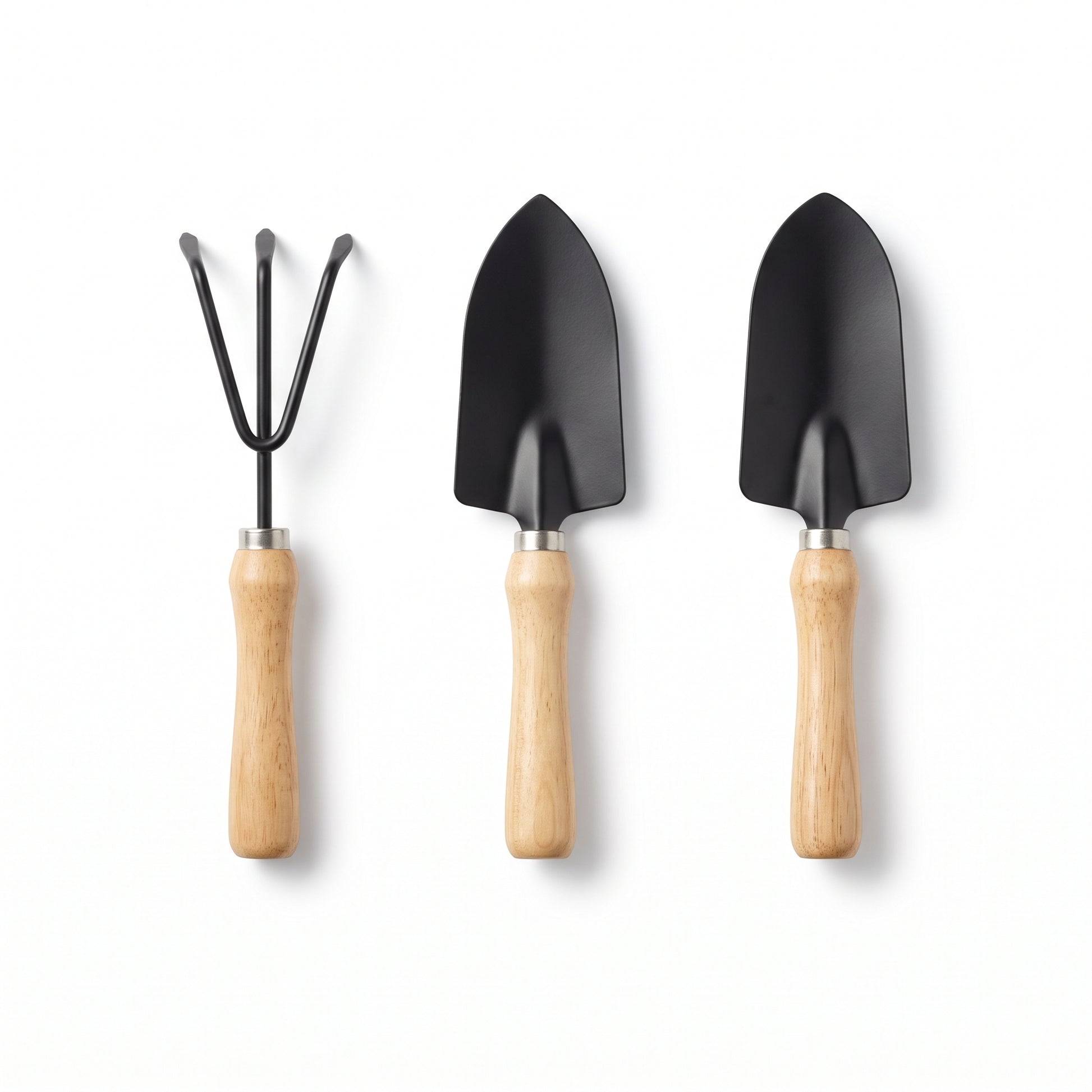 Mini garden tool set 3-piece rake spade trowel