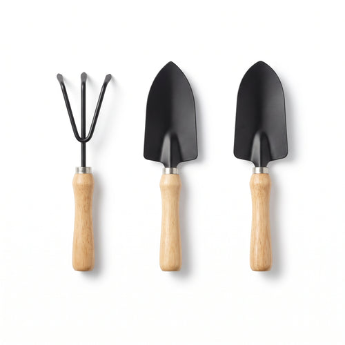 Mini garden tool set 3-piece rake spade trowel